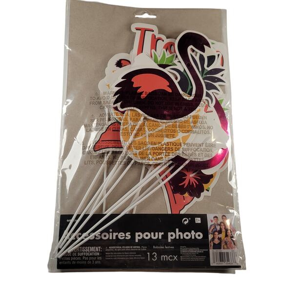 Tropical Photo Booth Props Set - 13 Pieces Luau Party Decorations Summer Spring - Picture 6 of 11